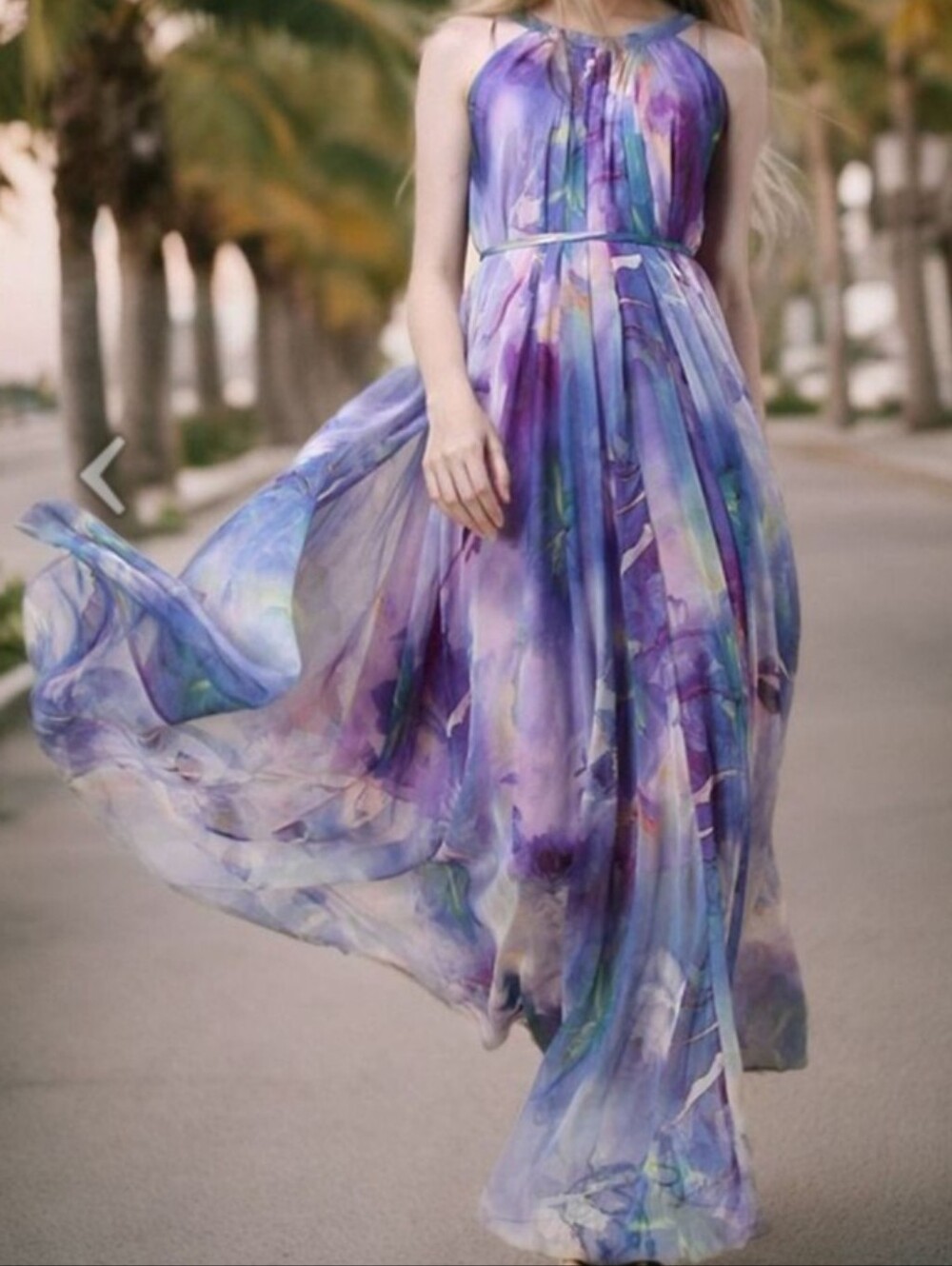 Chicwish Ethereal Lavender Watercolor Maxi Dress - Picture 2 of 7